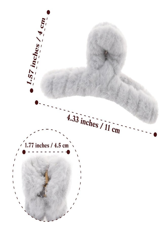 AWAYTR 5PCS Large Claw Hair Clips for Thick Hair Big Fuzzy Hair Clips for Women Nonslip Strong Hold Hair Claw Clip (Blue) - Image 4